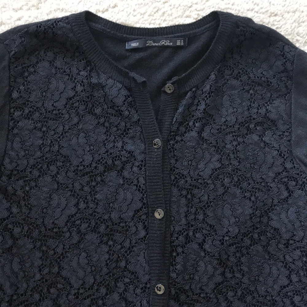 Zara Black Lace Front Cardigan - Picture 3 of 6
